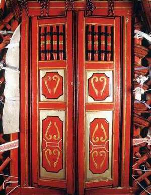 Kazakh people private life things - The entrance to Kazakh yurta